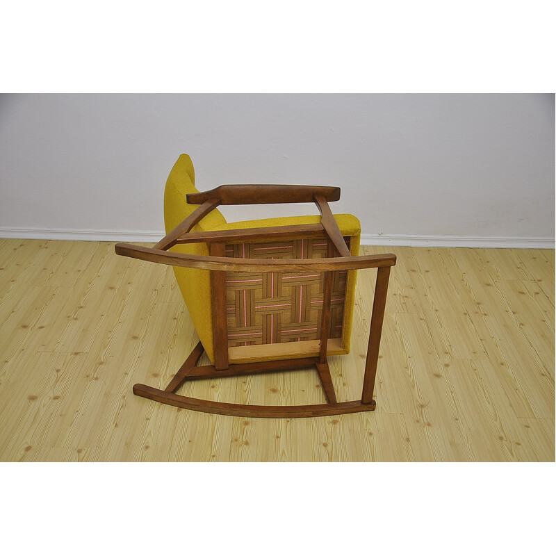 Vintage yellow rocking chair, 1950-1960s
