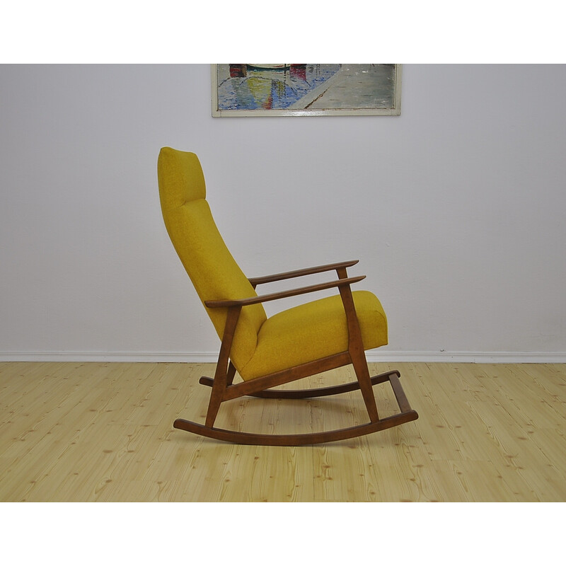 Vintage yellow rocking chair, 1950-1960s