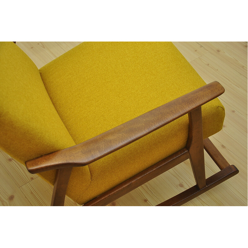 Chaise à bascule jaune vintage, 1950-1960