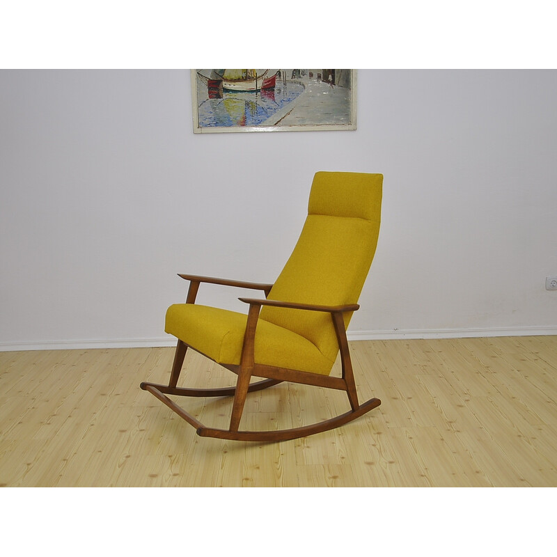 Cadeira de baloiço amarelo vintage, 1950-1960s