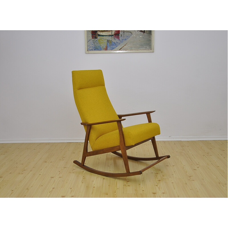 Vintage yellow rocking chair, 1950-1960s