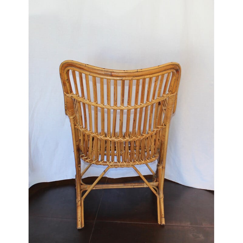 French rattan armchair - 1950s