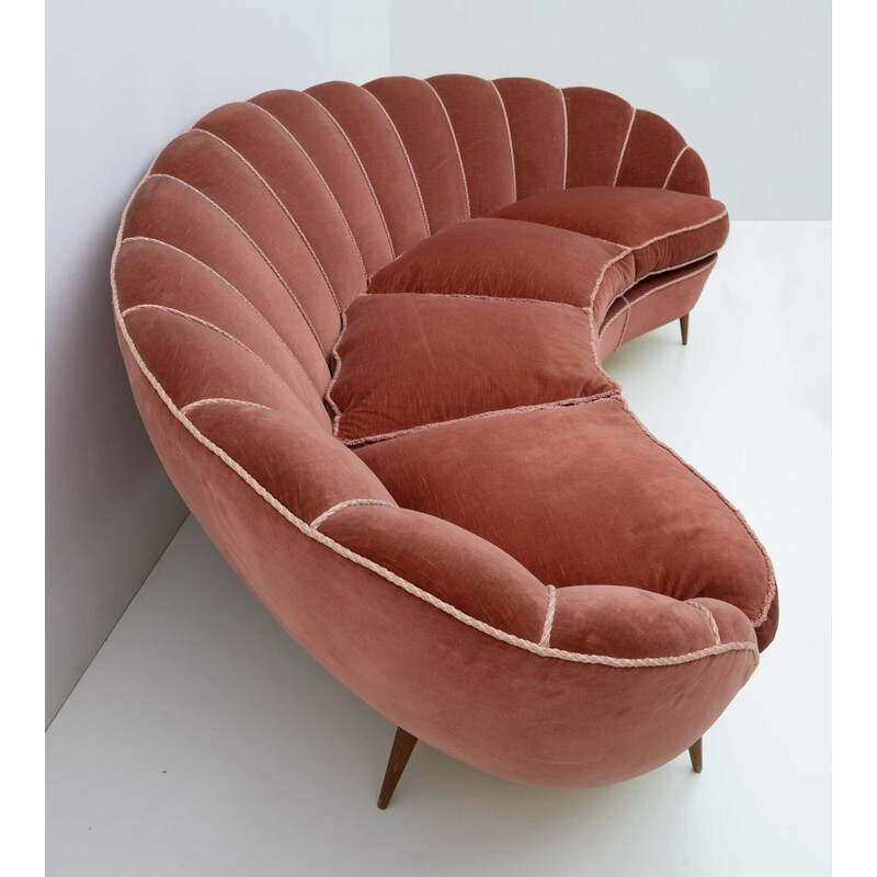 Gebogenes italienisches Sofa aus der Mitte des Jahrhunderts von Gio Ponti für Isa Bergamo, 1950er Jahre