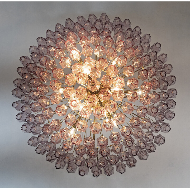 Mid-century Murano glass Poliedri chandelier by Carlo Scarpa for Venini