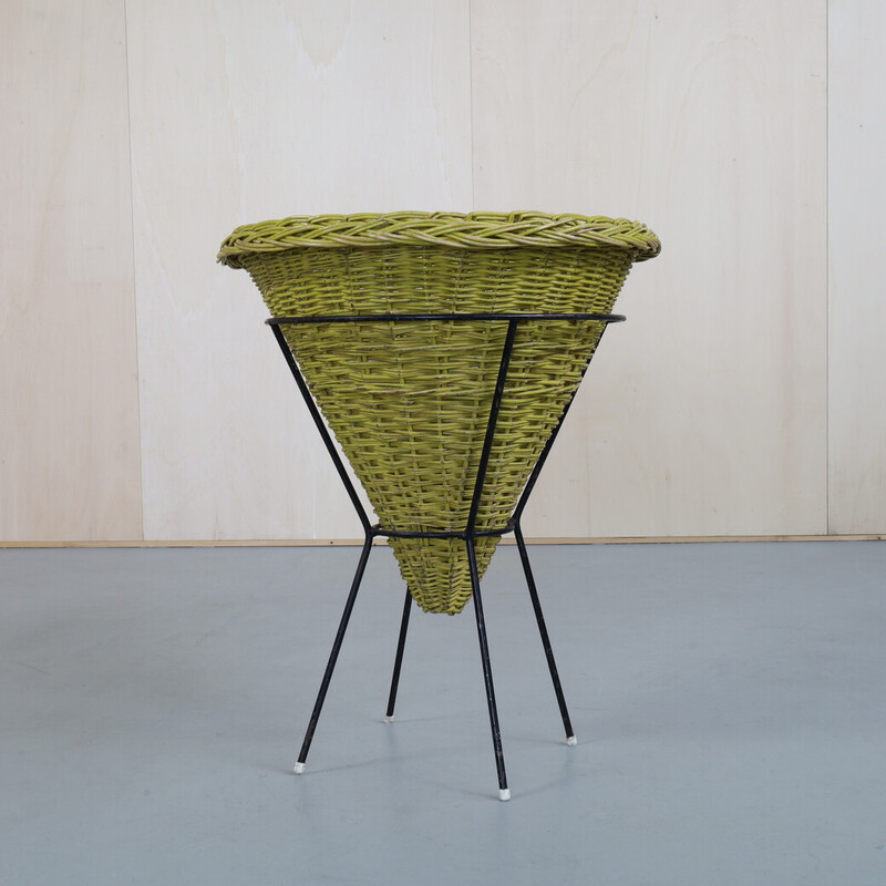 Vintage rattan basket by Rohé Noordwolde, 1960s