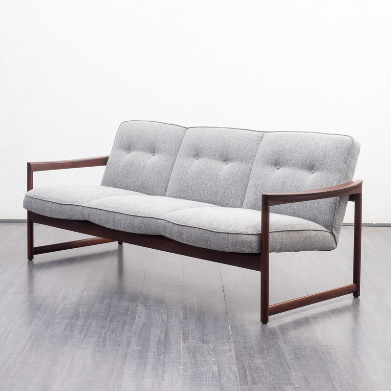 Vintage-Sofa mit dunklem Holzrahmen, 1960er Jahre