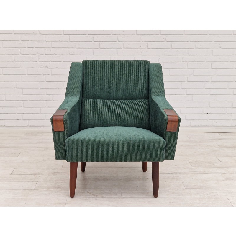 Danish vintage armchair in velvet-corduroy by Rolschau Møbler, 1970s