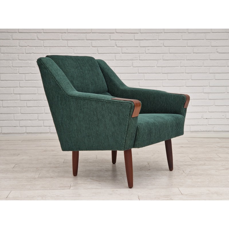 Danish vintage armchair in velvet-corduroy by Rolschau Møbler, 1970s