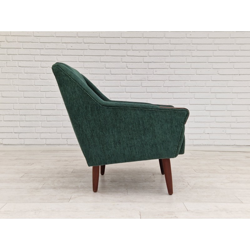 Danish vintage armchair in velvet-corduroy by Rolschau Møbler, 1970s