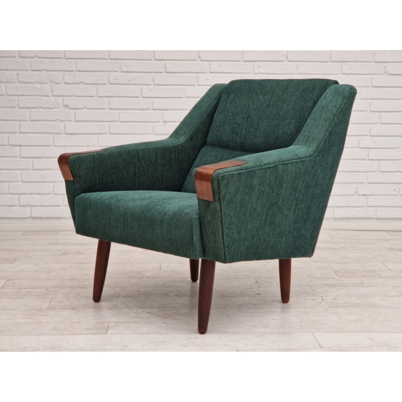 Danish vintage armchair in velvet-corduroy by Rolschau Møbler, 1970s