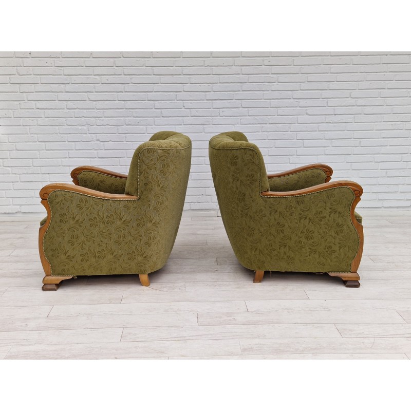 Paar vintage Deense stoffen fauteuils, 1950