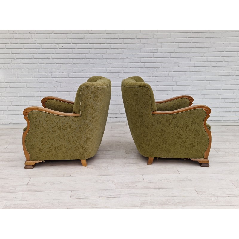 Pair of vintage Danish fabric armchairs, 1950