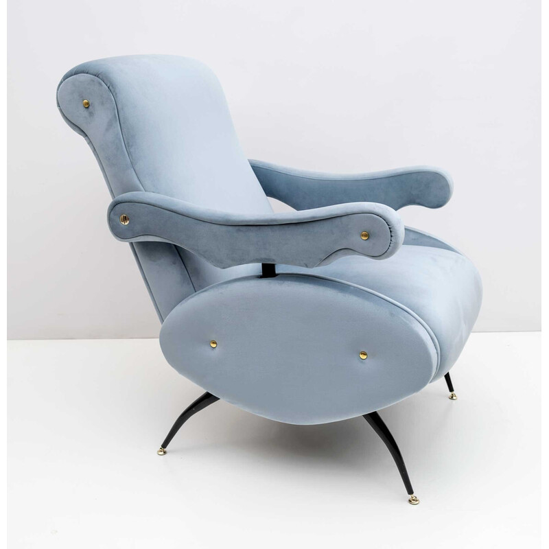 Mid-century Italian velvet reclining armchair by Nello Pini for Novarredo, 1950s