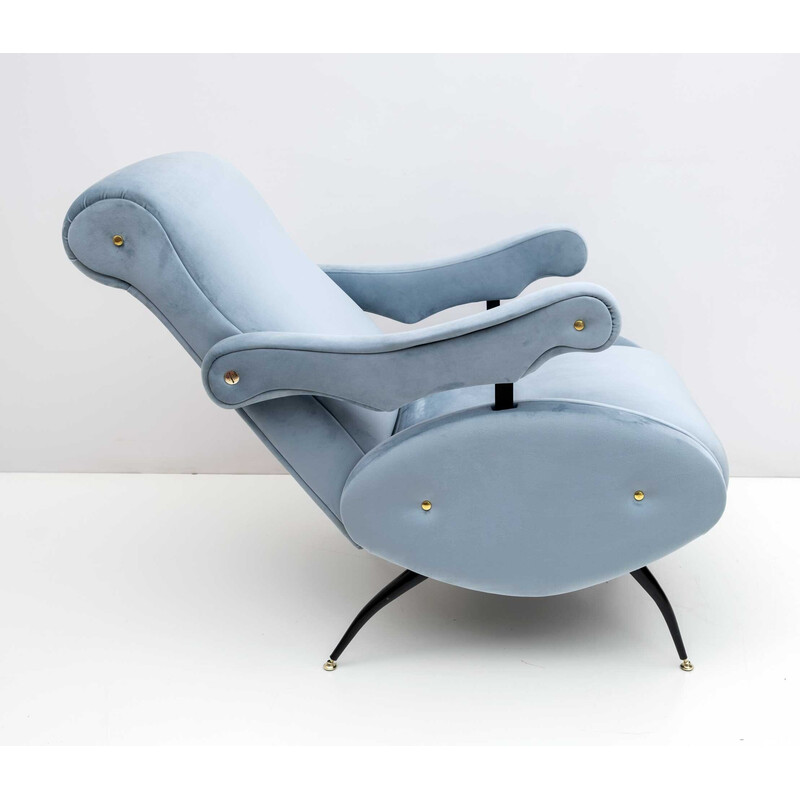 Mid-century Italian velvet reclining armchair by Nello Pini for Novarredo, 1950s