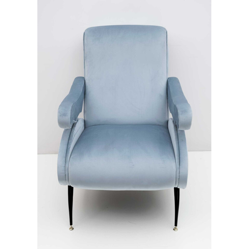 Mid-century Italian velvet reclining armchair by Nello Pini for Novarredo, 1950s