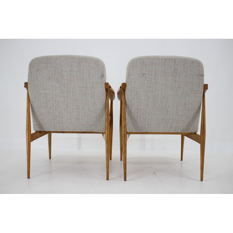 Pair of vintage beechwood armchairs, Czechoslovakia 1970s