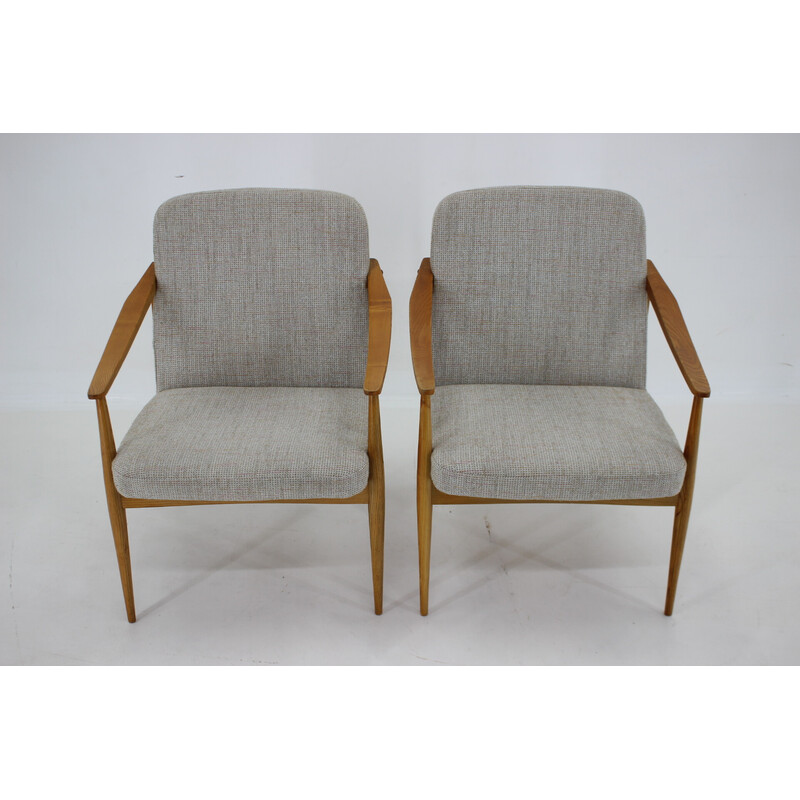Pair of vintage beechwood armchairs, Czechoslovakia 1970s
