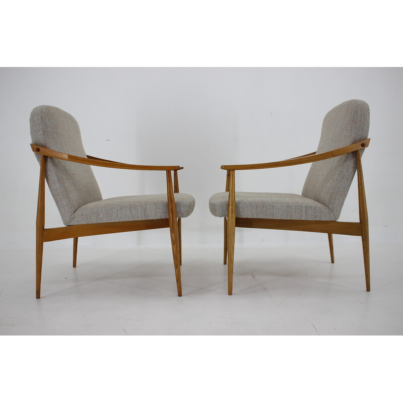 Pair of vintage beechwood armchairs, Czechoslovakia 1970s