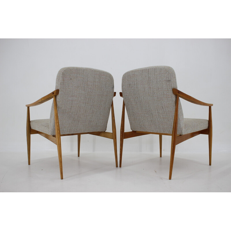 Pair of vintage beechwood armchairs, Czechoslovakia 1970s