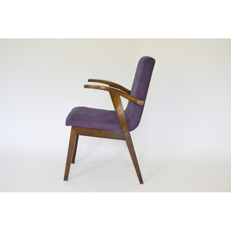 Fauteuil vintage en velours vert par Mieczysław Puchała, 1950