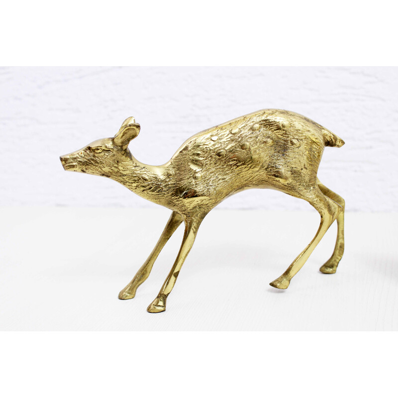 Pair of vintage brass deer, 1960-1970