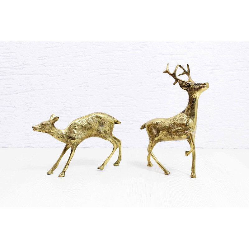 Pair of vintage brass deer, 1960-1970