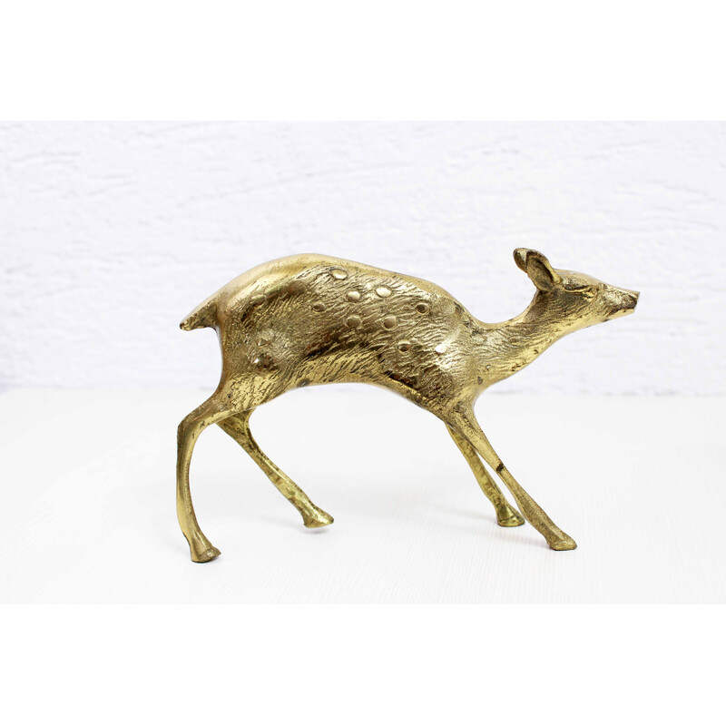 Pair of vintage brass deer, 1960-1970