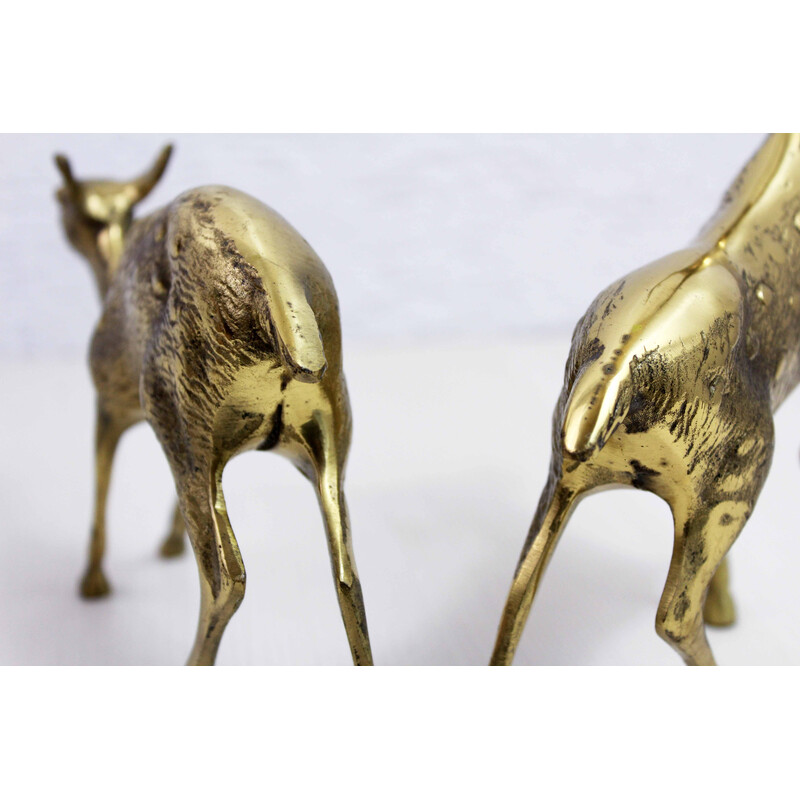 Couple de cerfs vintage en laiton, 1960-1970