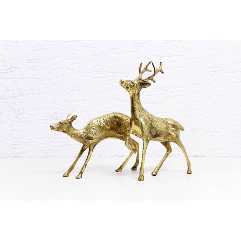 Pair of vintage brass deer, 1960-1970