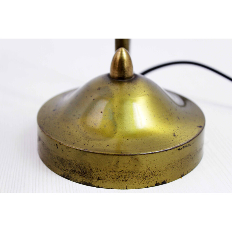 Vintage-Schwanenhalslampe aus Messing und Glas