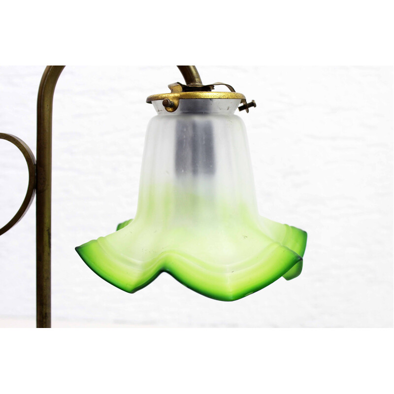 Vintage-Schwanenhalslampe aus Messing und Glas