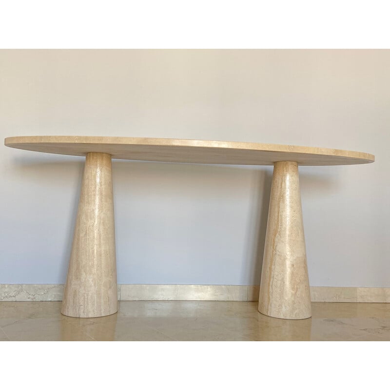 Mid century "Eros" console in travertine for Skipper, Italy 1970s