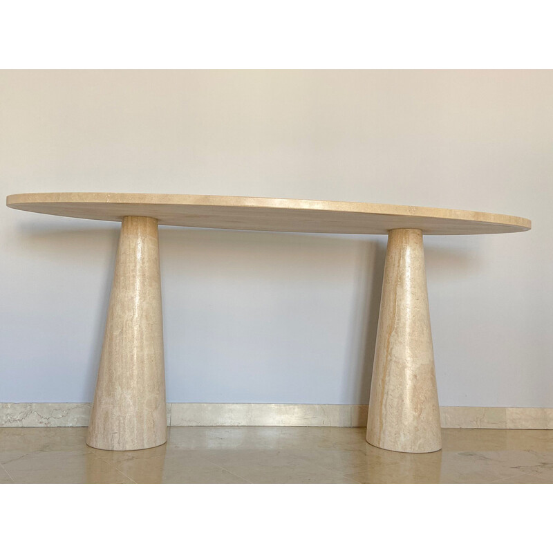 Mid century "Eros" console in travertine for Skipper, Italy 1970s