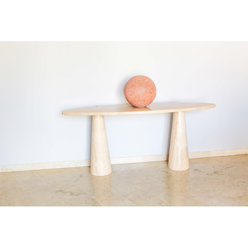 Mid century "Eros" console in travertine for Skipper, Italy 1970s