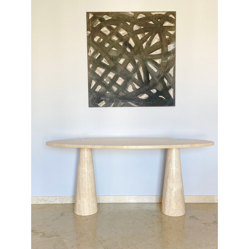 Mid century "Eros" console in travertine for Skipper, Italy 1970s
