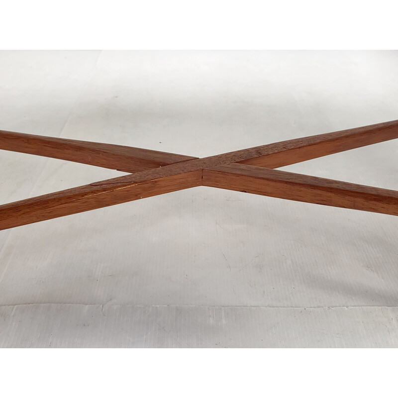 Scandinavian vintage teak and glass coffee table, 1960