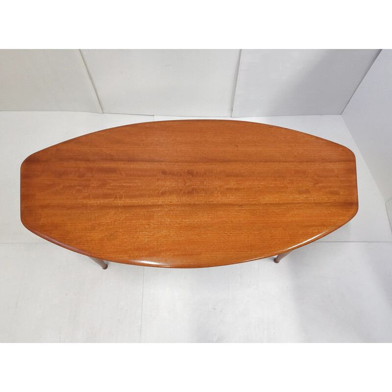 Scandinavian vintage teak and glass coffee table, 1960