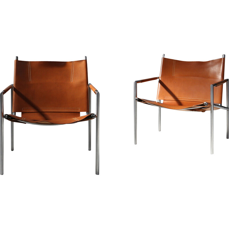 Pair of vintage Sz02 armchairs by Maritn Visser for 't Spectrum Bergeijk, 1965