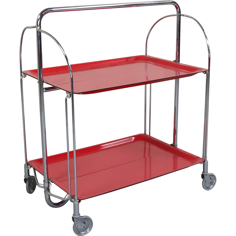 Vintage serving trolley in red by Gerlinol