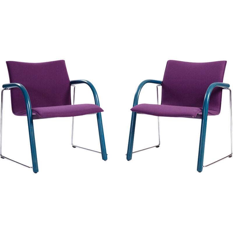 Pareja de sillones apilables postmodernos vintage de Wulf Schneider Ulrich Böhme para Thonet, años 80