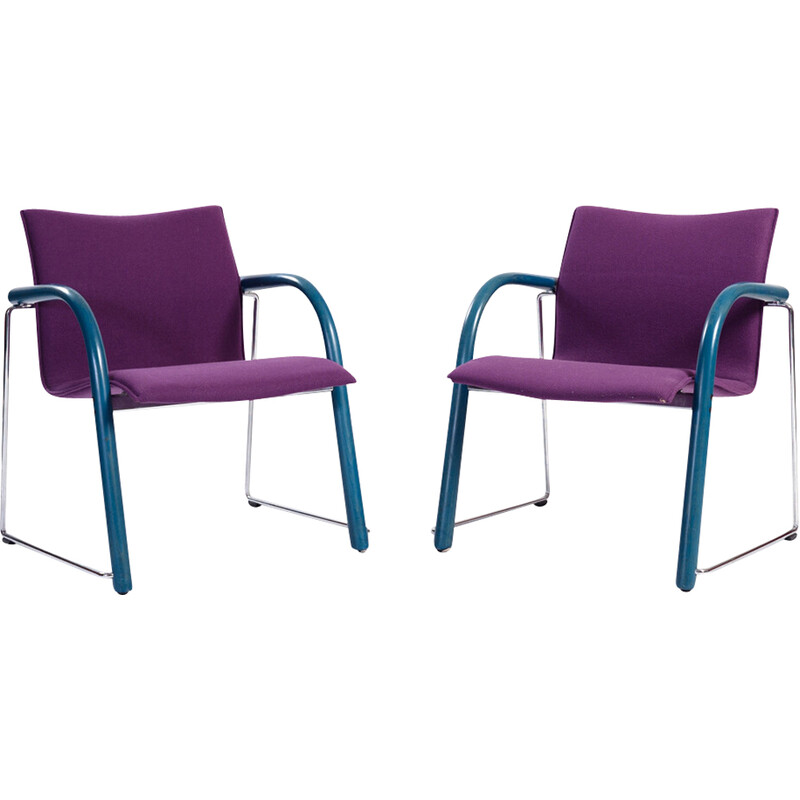 Pair of vintage postmodern stackable armchairs by Wulf Schneider Ulrich Böhme for Thonet, 1980s