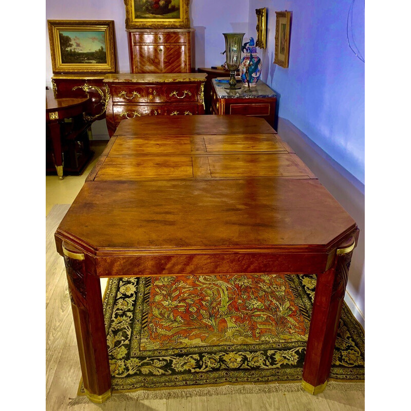 Vintage Art Deco walnut table with extensions, 1920