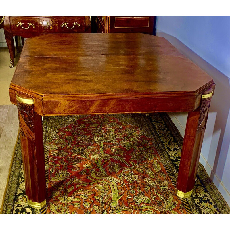 Vintage Art Deco walnut table with extensions, 1920