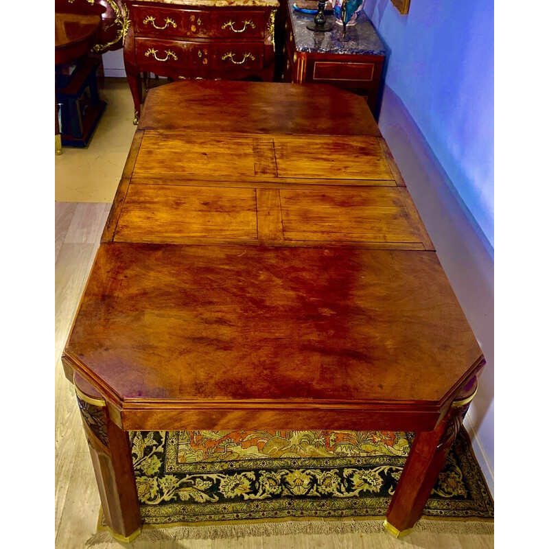 Vintage Art Deco walnut table with extensions, 1920