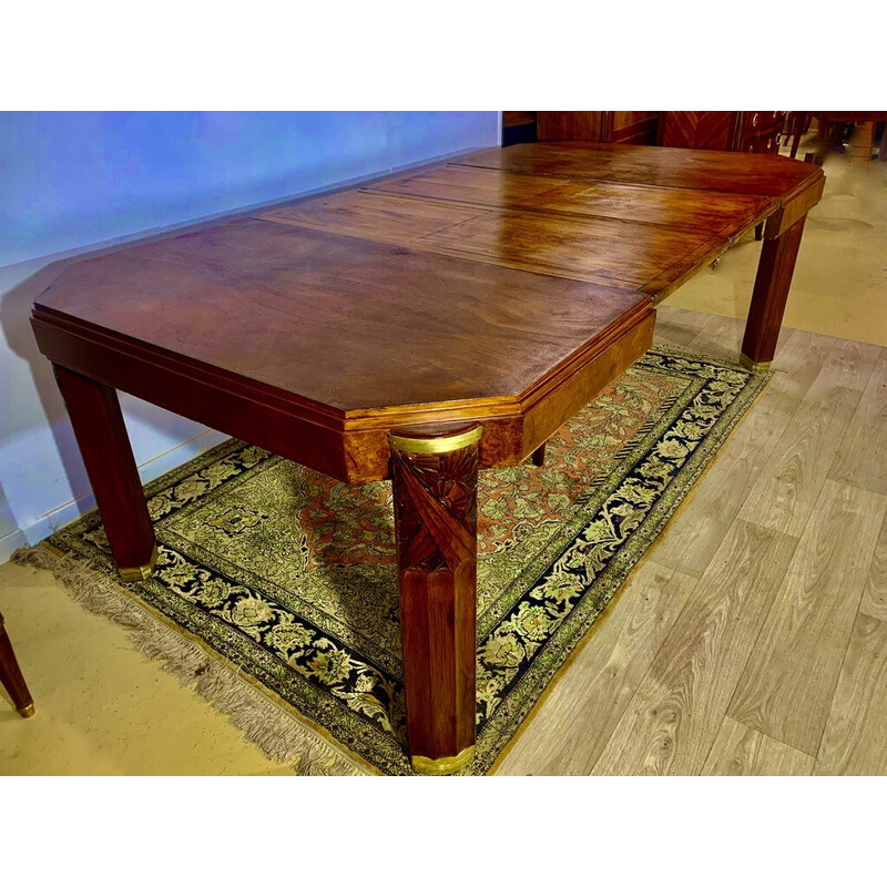 Vintage Art Deco walnut table with extensions, 1920