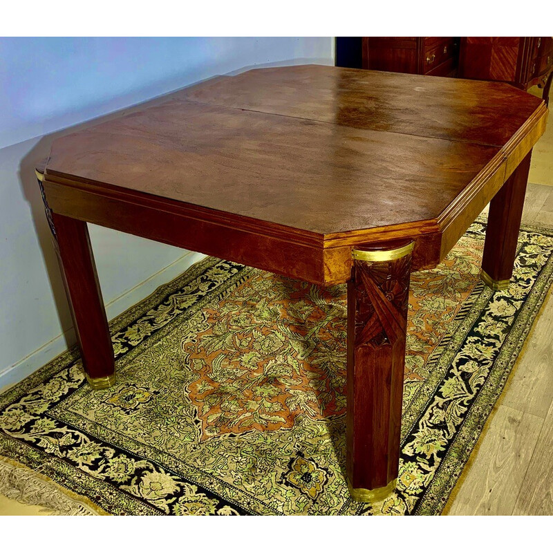 Mesa de nogueira Vintage Art Deco com extensões, 1920