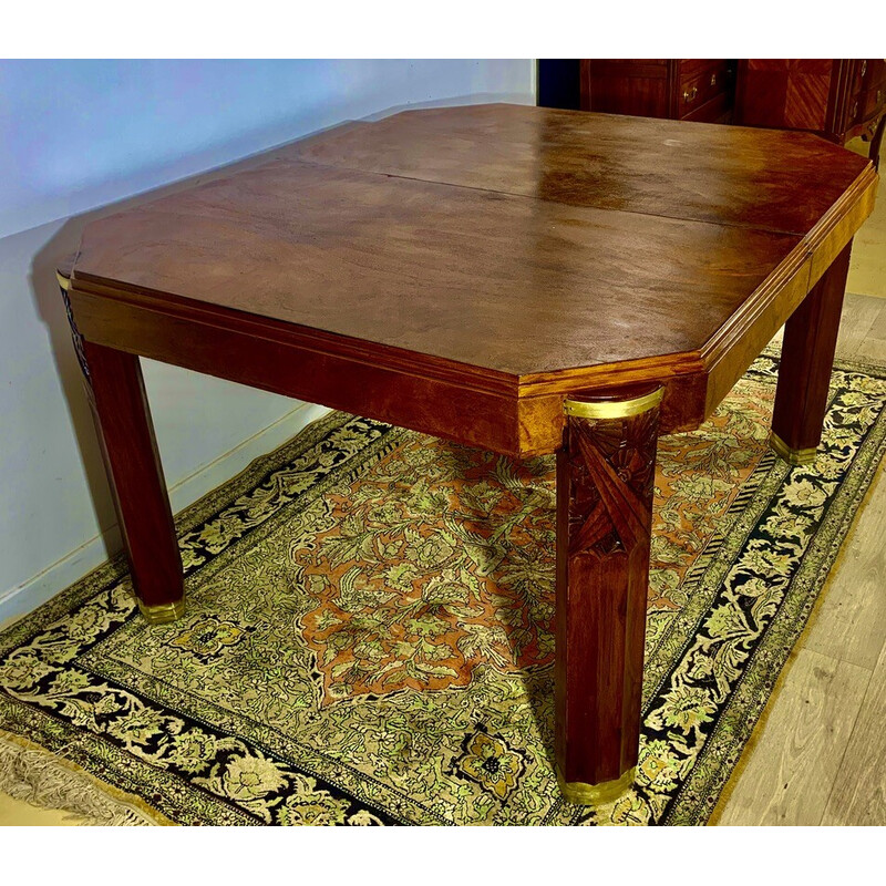 Vintage Art Deco walnut table with extensions, 1920