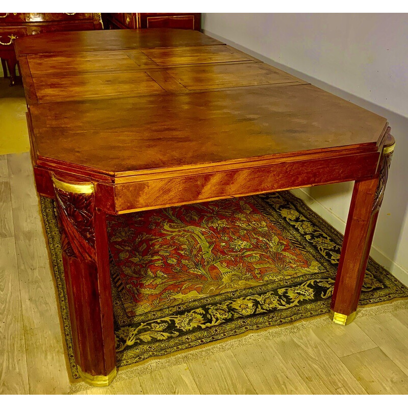 Vintage Art Deco walnut table with extensions, 1920