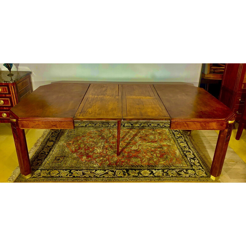 Mesa de nogueira Vintage Art Deco com extensões, 1920