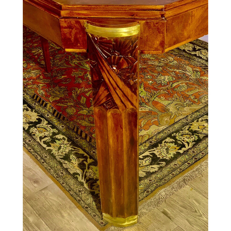 Vintage Art Deco walnoten tafel met verlengstukken, 1920